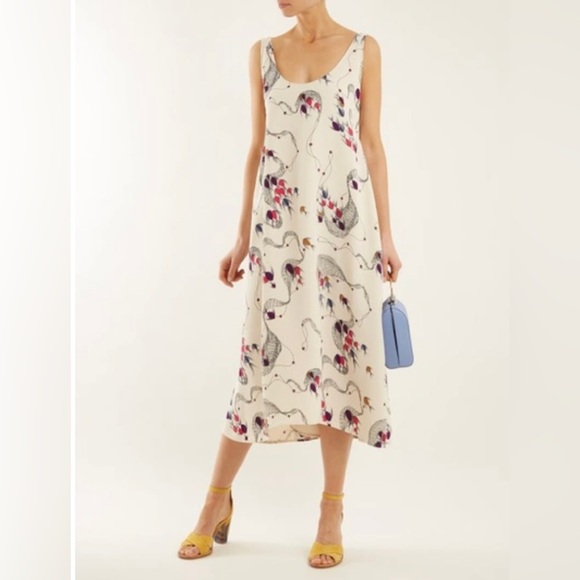 Rachel Comey Balloon Fish Print Women’s Crepe Tank Midi...